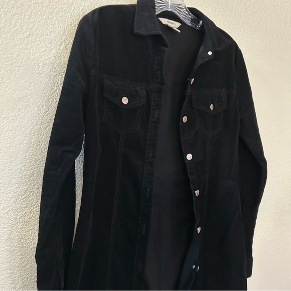 Forever 21 Dress Coat Corduroy Button-Up Black Long Sleeve Black Color Size S - Picture 5 of 13